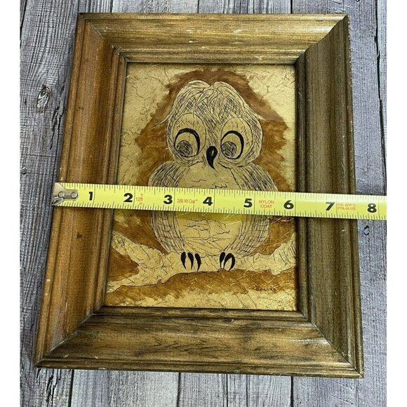 Vintage Owl Foil Art Print By Brenda - 5" x 7" Wooden Frame - Picture 8 of 9